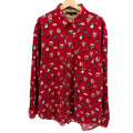 Vintage 90s Tommy Hilfiger Red 100% Cotton AOP Ski Icons Button Down Shirt