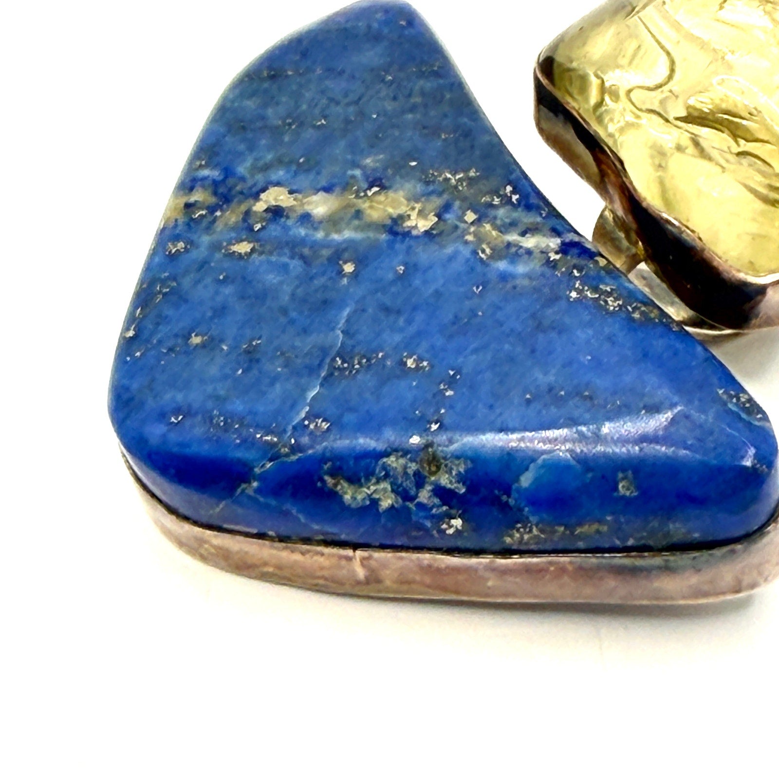 Vintage 90s Stamped Gale Self Choctaw Sterling Silver Lapis Citrine Pendant