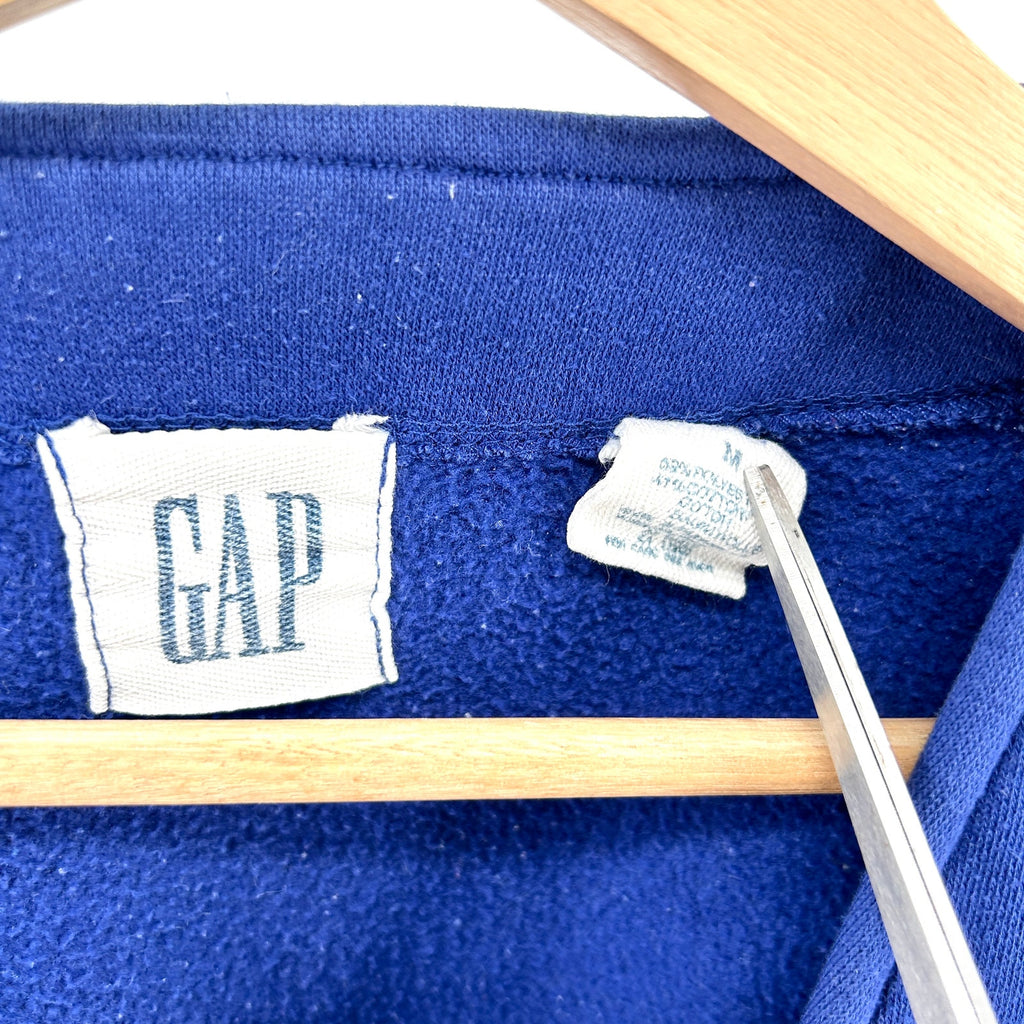 Vintage 90s Gap Royal Blue Fleece V-Neck Button Oversized Cardigan