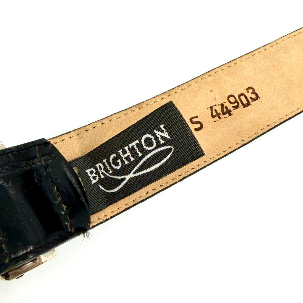 Vintage 90s Brighton Black Genuine Leather Croc Embossed Western Belt
