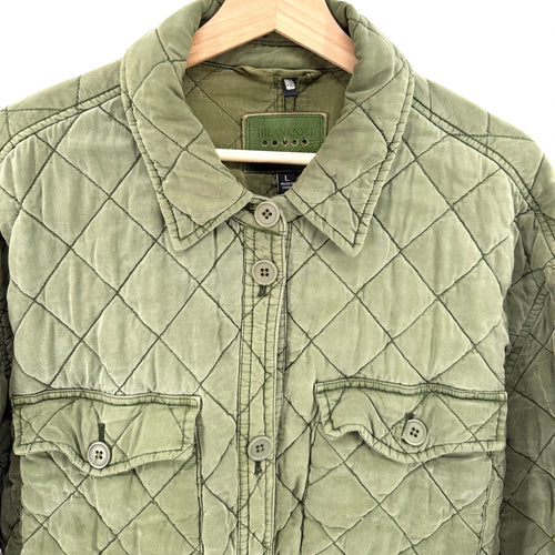 BlankNYC Olive Army Green Quilted Long Shacket Jacket Coat