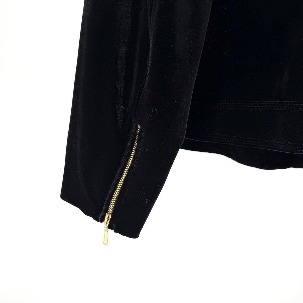 INC International Concepts Black Velvet Gold Hardware Moto Moto Jacket