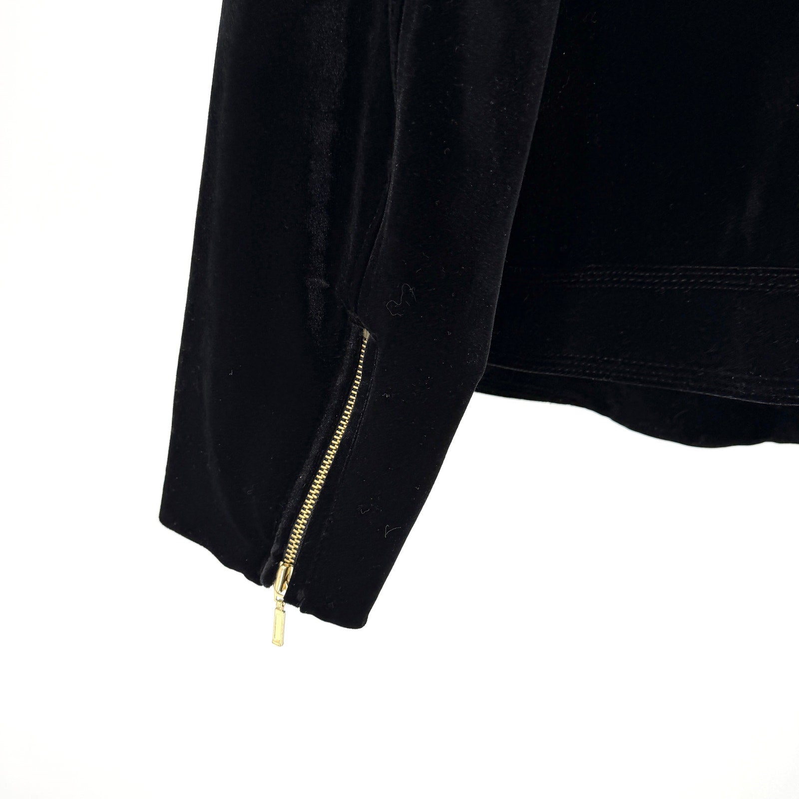 INC International Concepts Black Velvet Gold Hardware Moto Moto Jacket