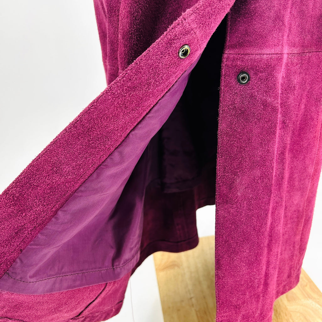 Vintage 90s Sheplers Plum Sueded Boar Leather Western Maxi Skirt