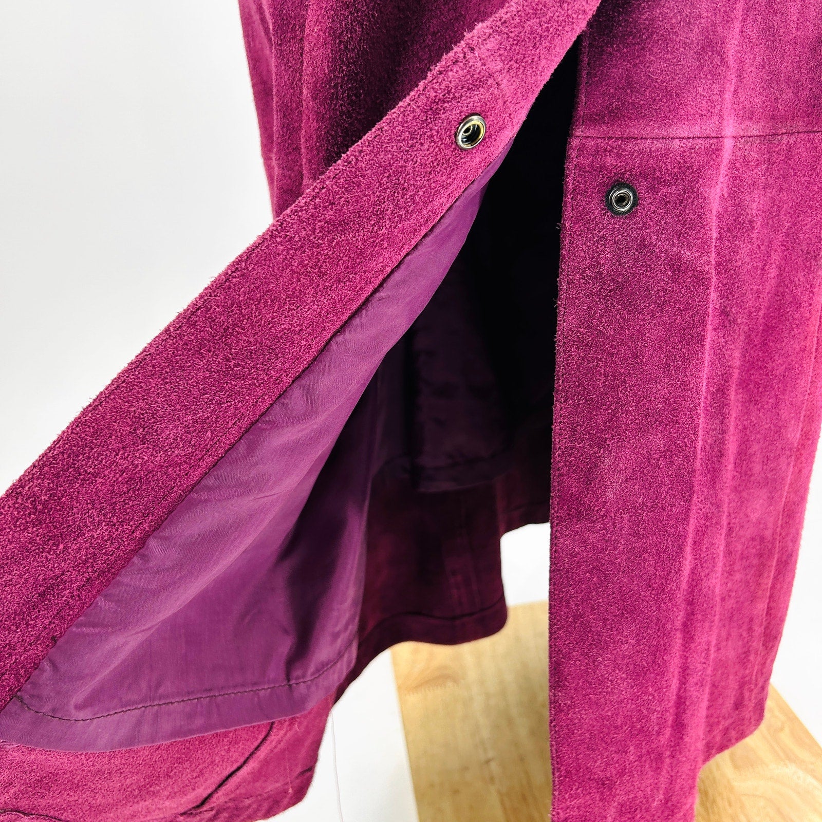 Vintage 90s Sheplers Plum Sueded Boar Leather Western Maxi Skirt