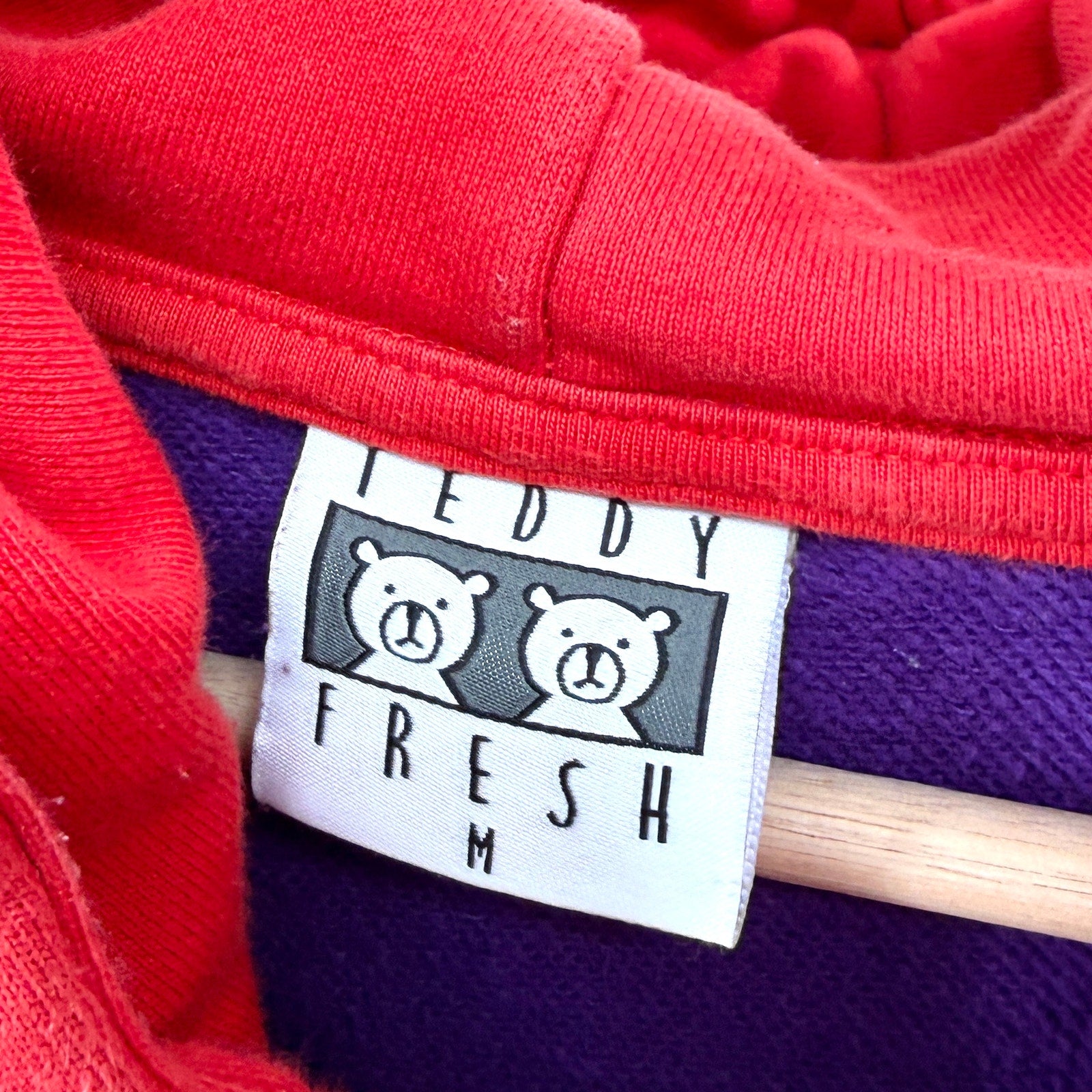 Teddy Fresh Purple Colorblock 100% Cotton Streetwear Patchwork HoodieStreet style swagger