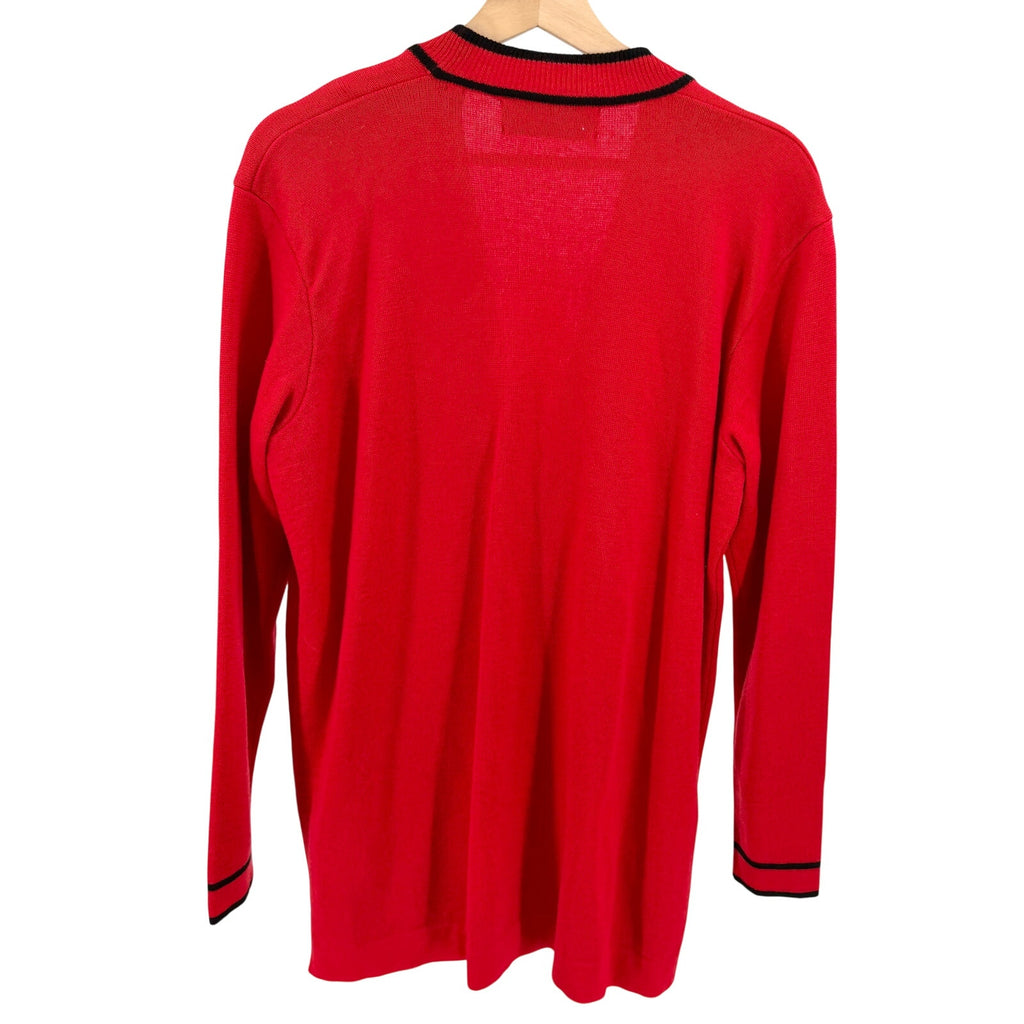 Vintage 90s Linda Allard Ellen Tracy Red 100% Wool Cardigan Sweater
