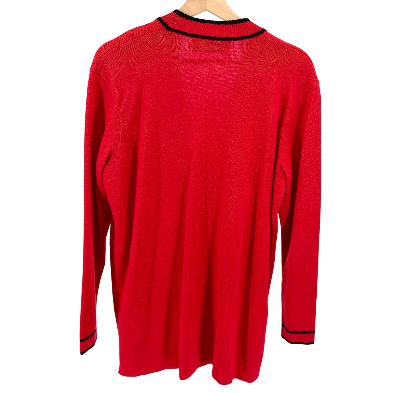 Vintage 90s Linda Allard Ellen Tracy Red 100% Wool Cardigan Sweater