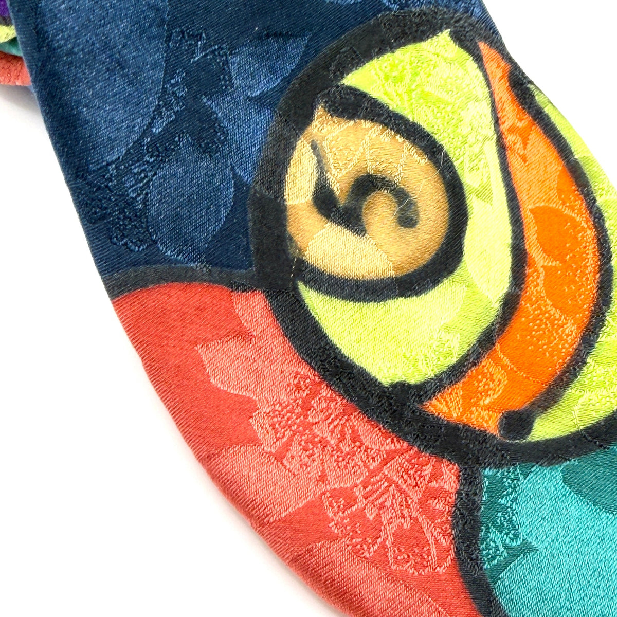 Vintage 90s Robert Daskal Silk Multicolor Billiards Pool Novelty Necktie