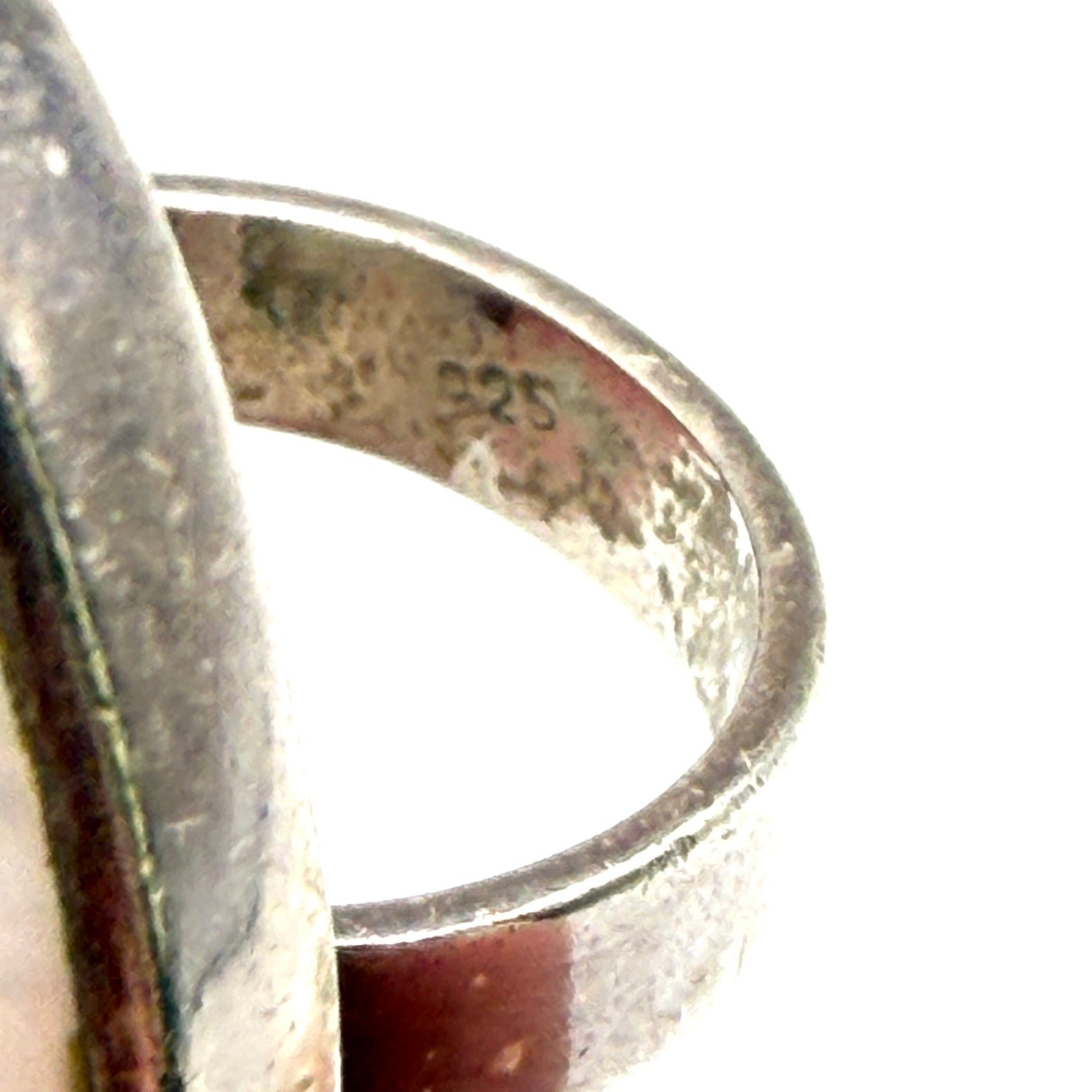 Vintage 90s Stamped Sterling Silver White Mother of Pearl Oval Cocktail Ring