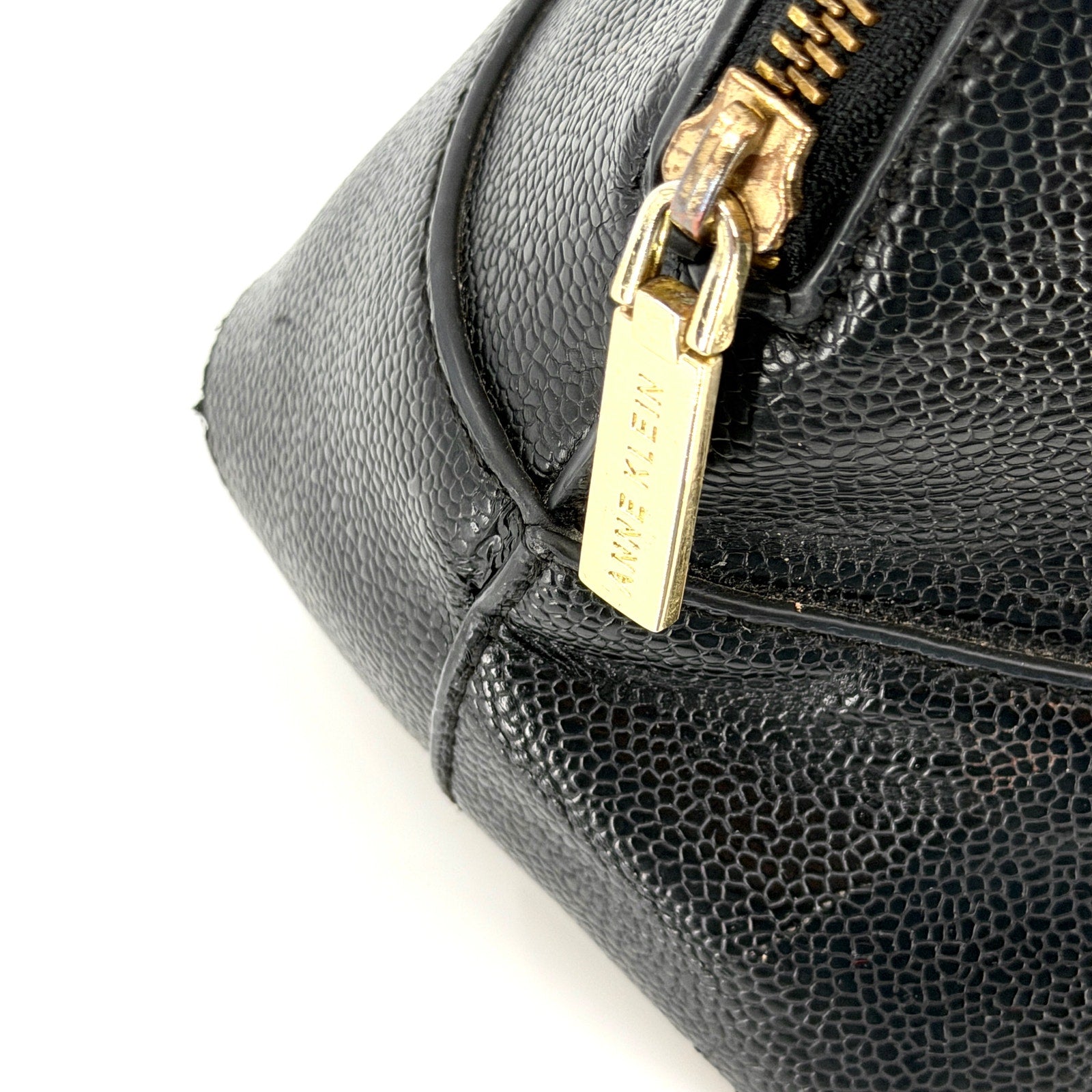 Vintage Y2K Anne Klein Black Minimalist Structured Top Handle Doctor Bag