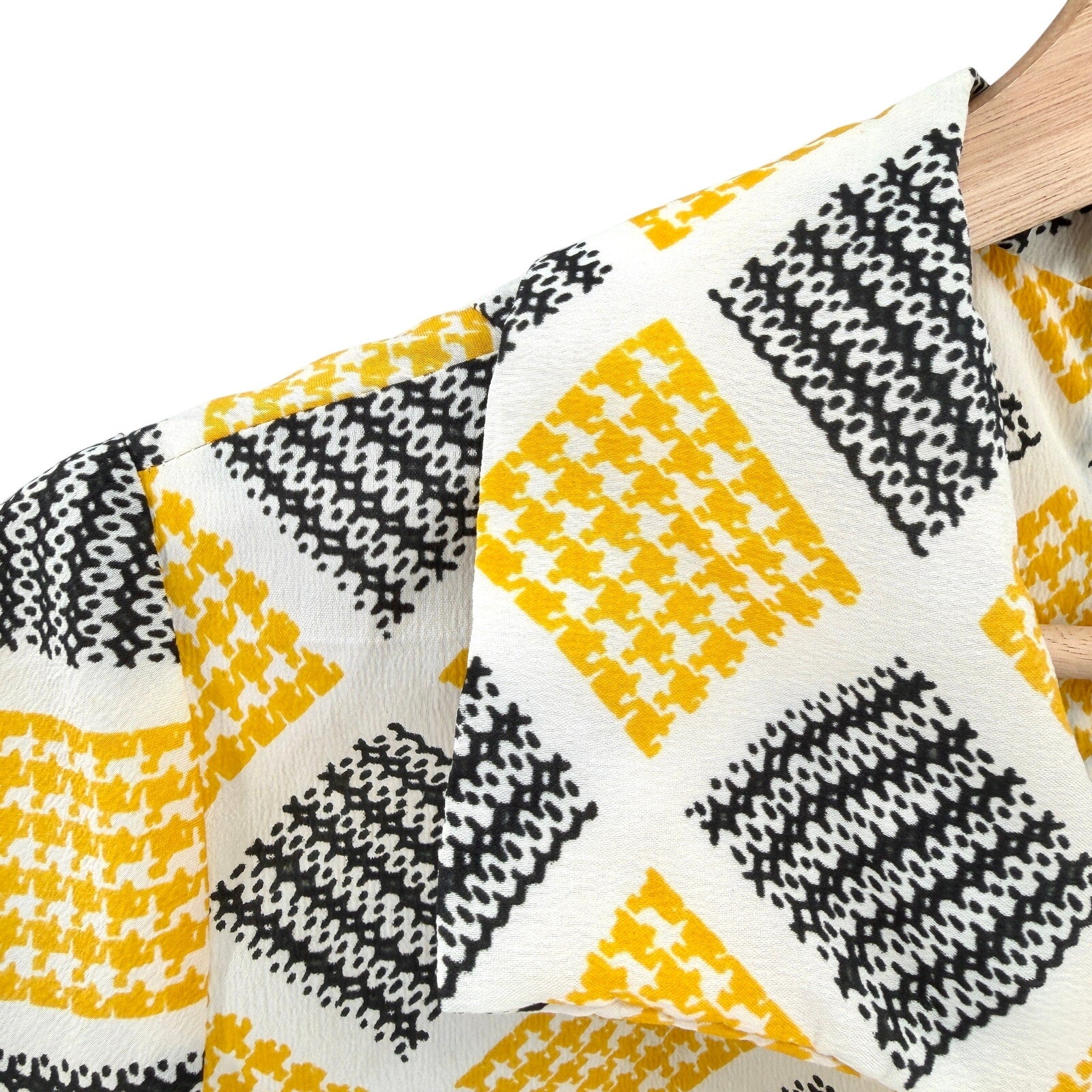 Vintage 60s Handmade Yellow Geometric Check Pleated Drop Waist Dress