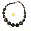 Vintage 90s Black Onyx Faceted Graduated Statement Necklace