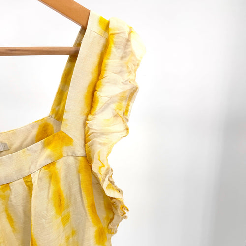 Marie Oliver Yellow Watercolor Ruffle Tiered Mini Babydoll Dress