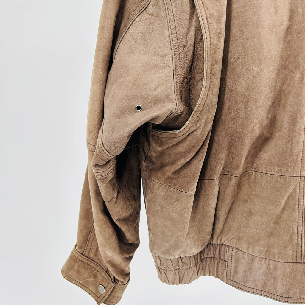 Vintage 90s Compton & Ashley Brown Genuine Suede Leather Bomber Jacket