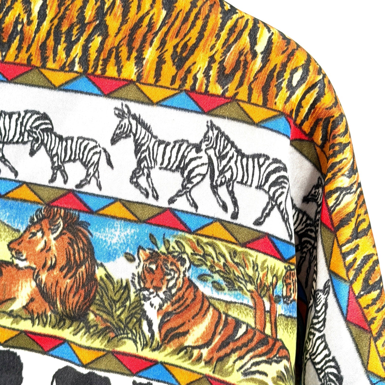 Vintage 90s Solare Sporta Multicolor Safari Graphic Zip Up Track Jacket
