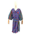 Vintage 80s Diane Freis Purple Periwinkle Polka Dot Maximalist Blouse Skirt Set