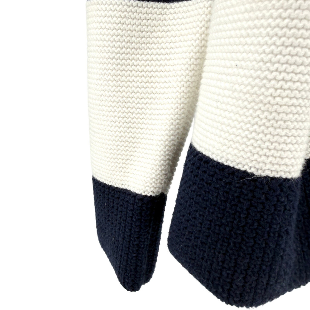 Nautica Navy Blue White 100% Cotton Wood Toggle Shawl Cardigan Sweater