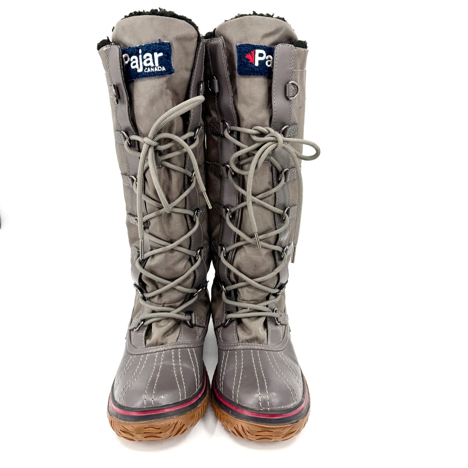 Pajar Canada Green Gray Waterproof Lace-Up Tall Duck Snow Boots