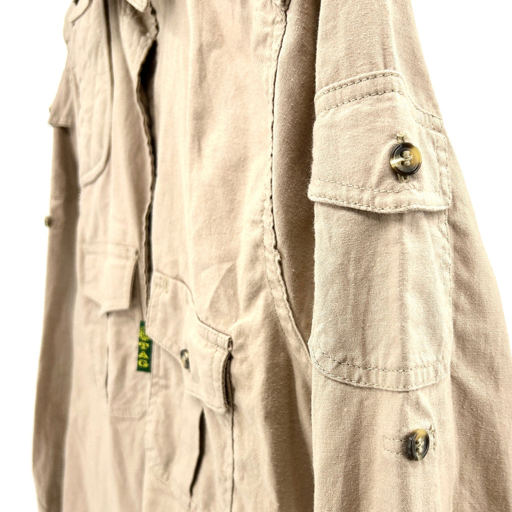 TAG Safari Khaki Utility Quilted Shoulder Button-Up Shirt