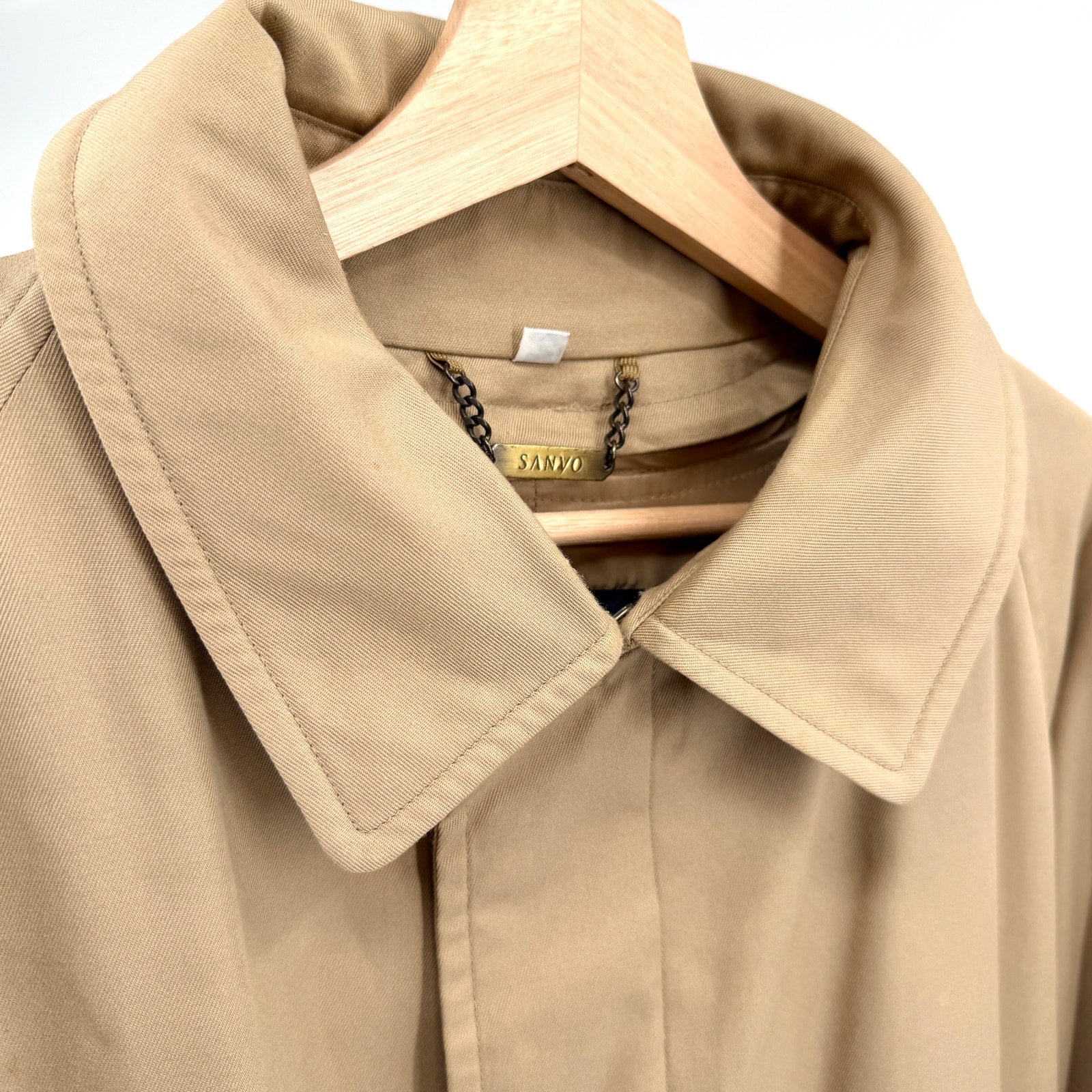 Vintage 90s Sanyo Tan Cotton Blend Zip In Liner Trench Coat