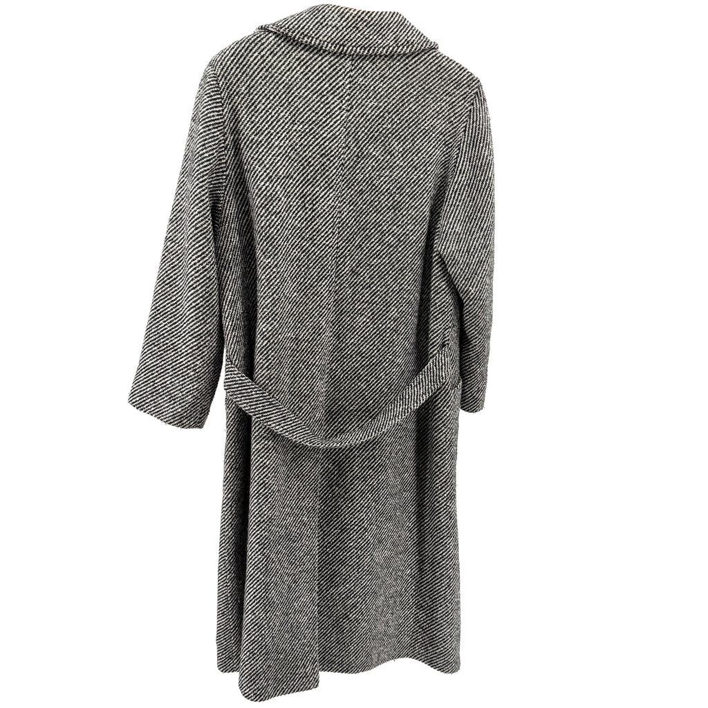 Vintage 80s St Michael Black White Tweed Double Breasted Overcoat
