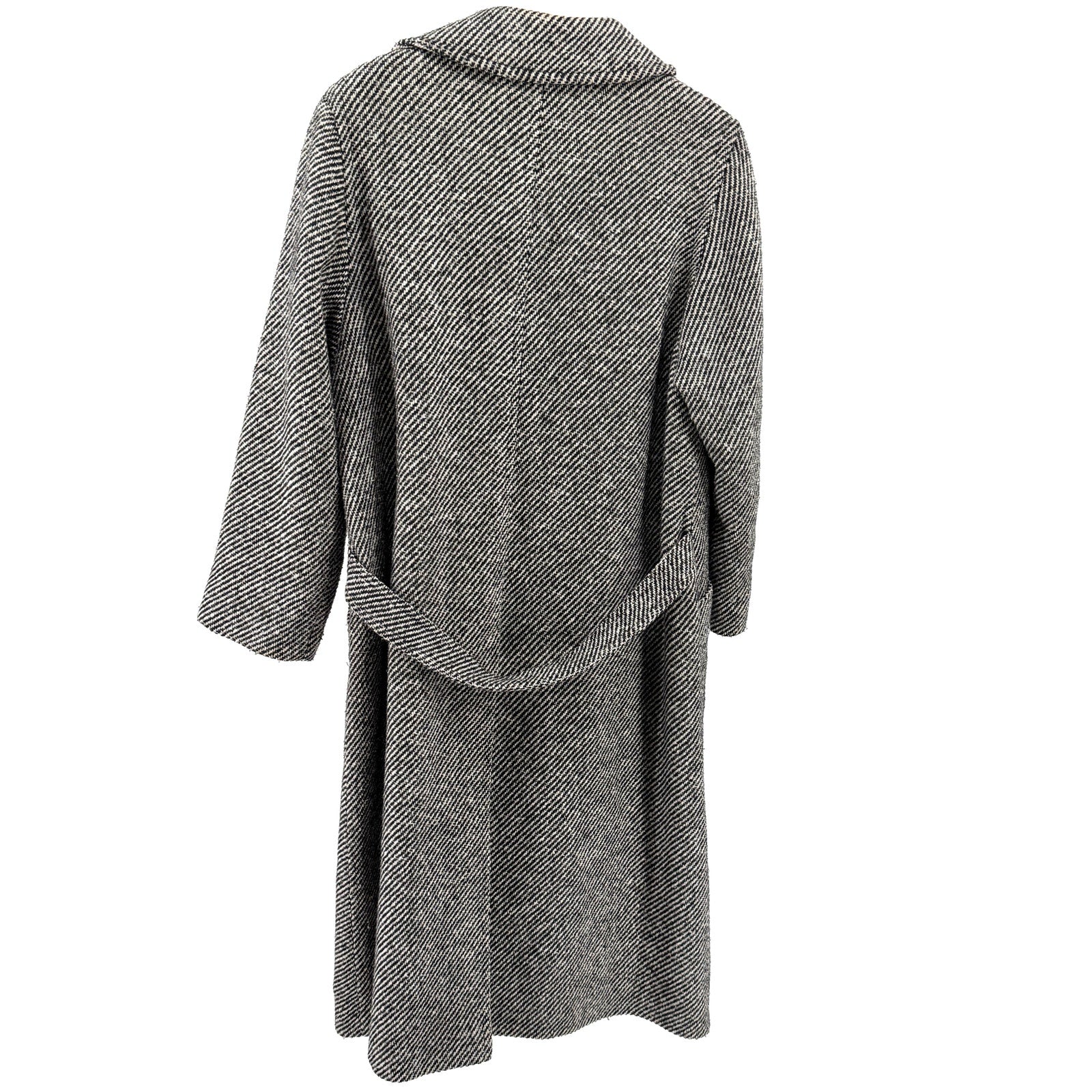 Vintage 80s St Michael Black White Tweed Double Breasted Overcoat