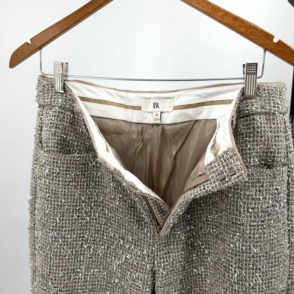 Banana Republic Beige Silver Metallic Tweed Blazer Pant Suit