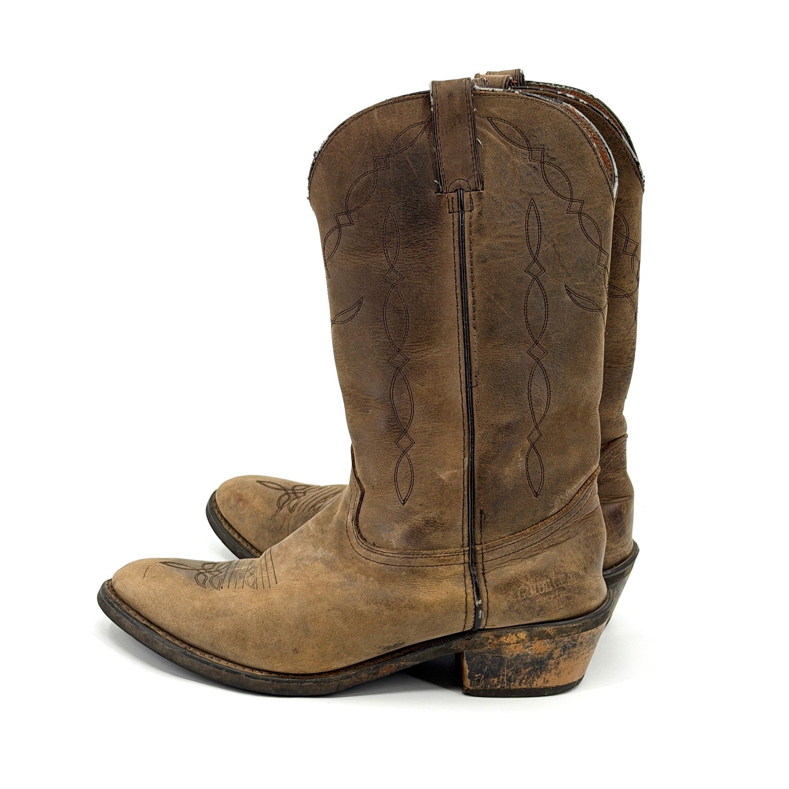 Guide Gear Distressed Brown Genuine Leather Western Cowboy Boots Shoes