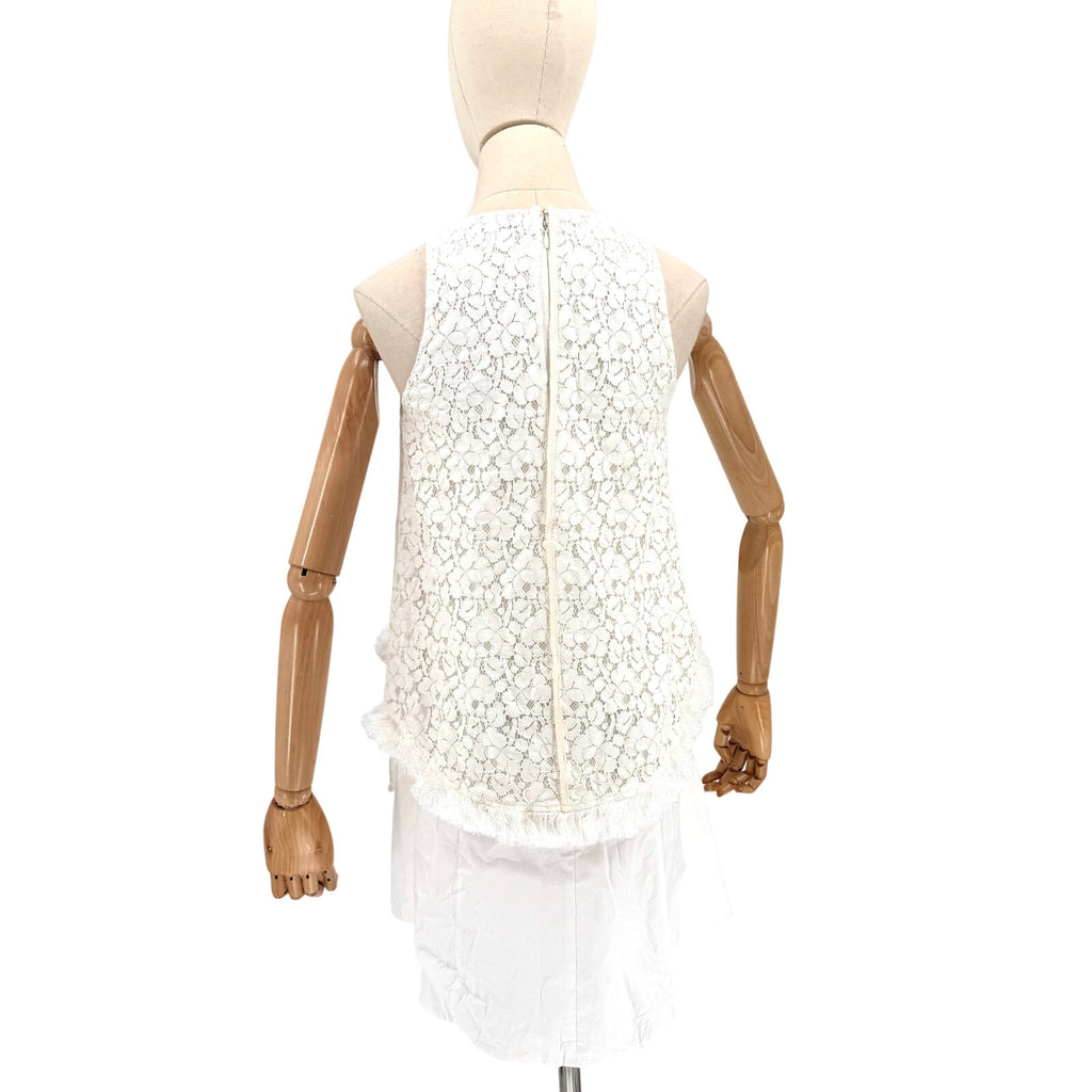 Derek Lam 10 Crosby White Cotton Lace Fringe Mini Dress