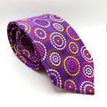 Duchamp London Purple 100% Silk Concentric Dot Circle Print Necktie
