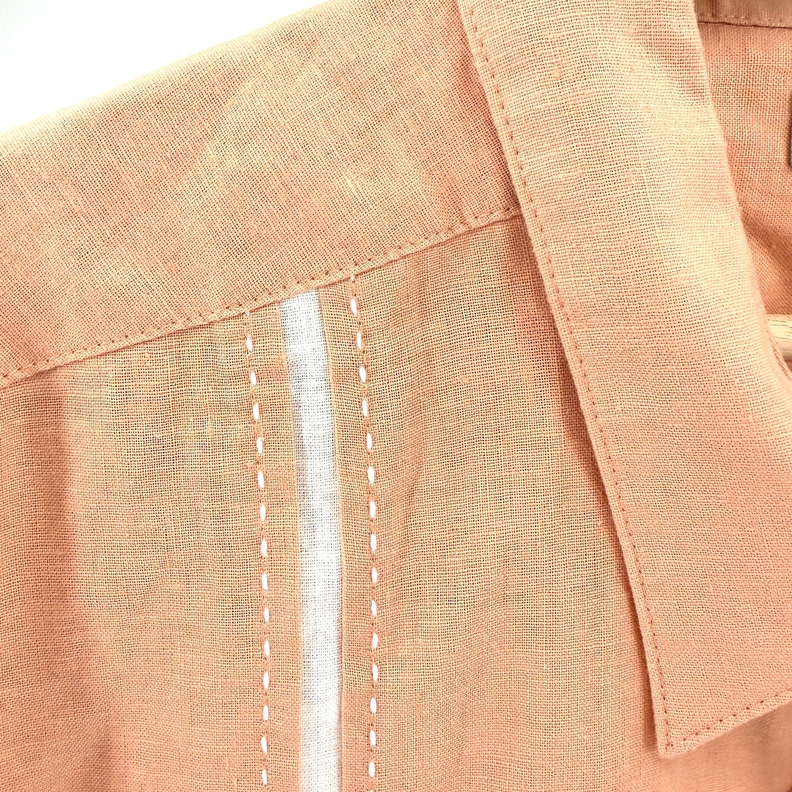 Cubavera Adobe Tan White Trim Bowling Guayabera Short Sleeve Button Down Shirt