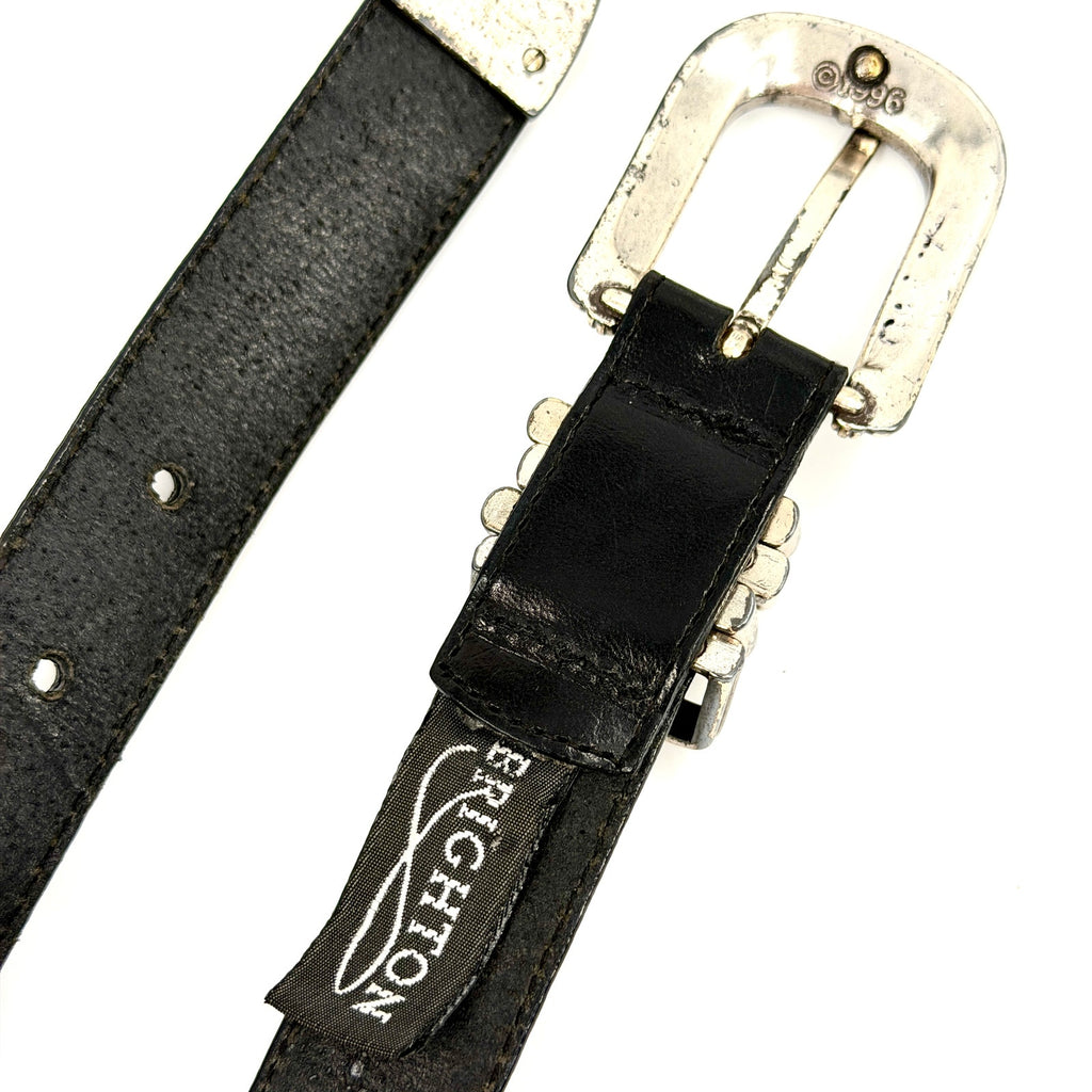 Vintage 90s Brighton Black Genuine Leather Western Heart Star Buckle Belt