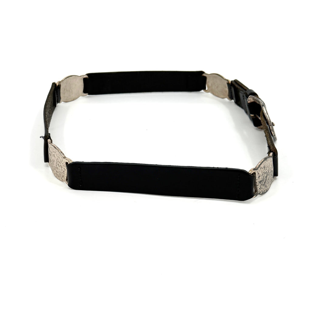 Vintage 90s Fossil Black Genuine Leather Boho Western Medallion Belt