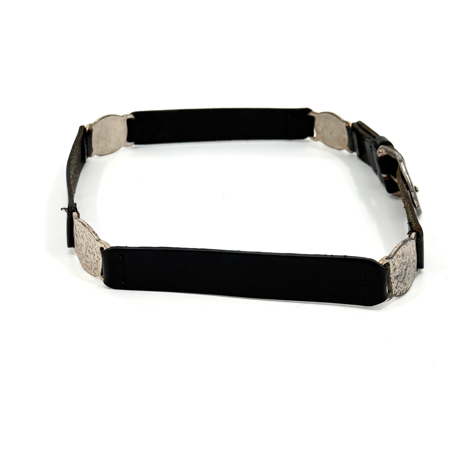 Vintage 90s Fossil Black Genuine Leather Boho Western Medallion Belt