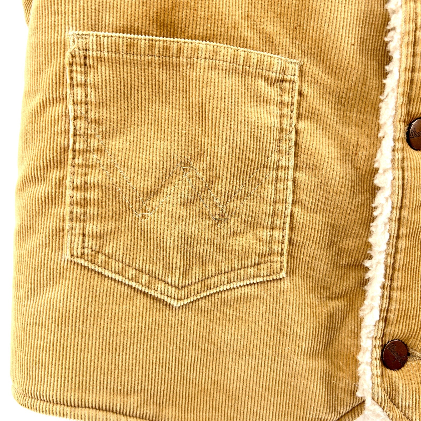 Vintage 80s Wrangler Tan Corduroy Faux Sherpa Lined Western Vest