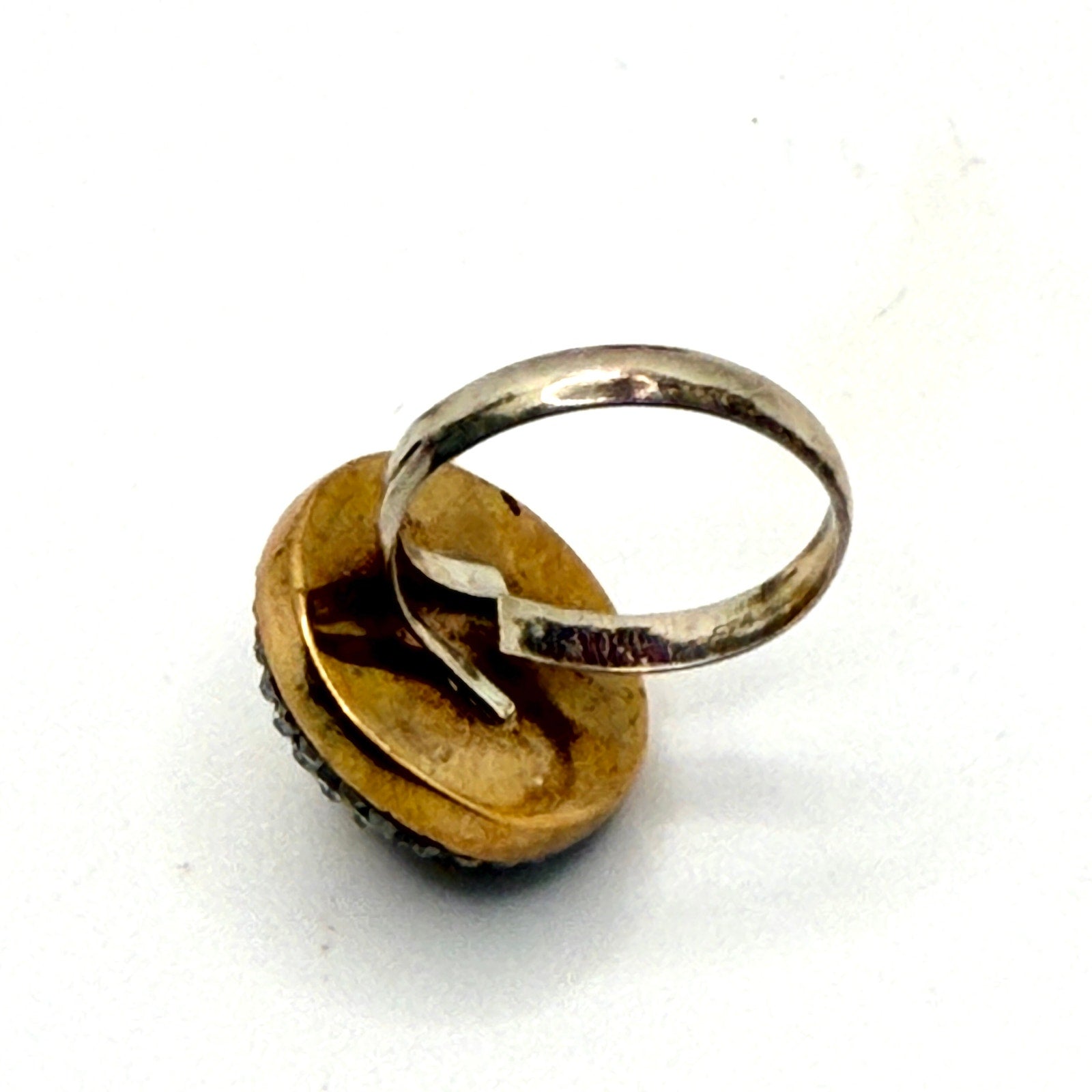 Vintage 90s Peach Moonstone Sterling Silver Pave Crystal Halo Cocktail Ring