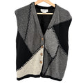 Vintage 90s Fred Thomas Black Gray Patchwork Stitch Mens Lambswool Sweater Vest