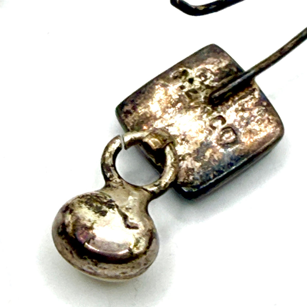 Vintage 90s Sterling Silver Stamped Mexico Pearl Drop Earrings