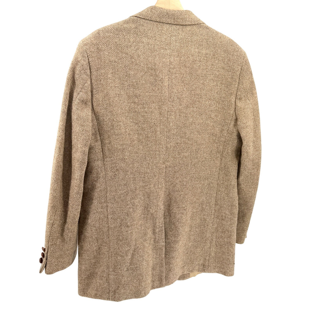 Vintage 80s Anderson Little Tan 100% Wool Herringbone Tweed Blazer Jacket