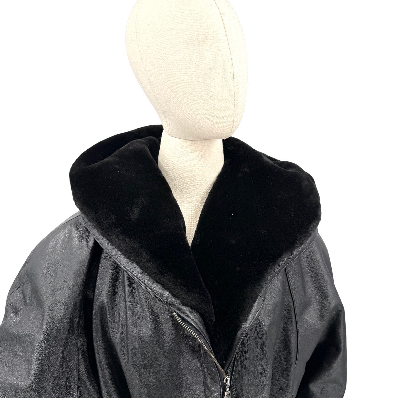 Vintage 90s Wilsons Genuine Leather Faux Fur Hooded Winter Parka Coat