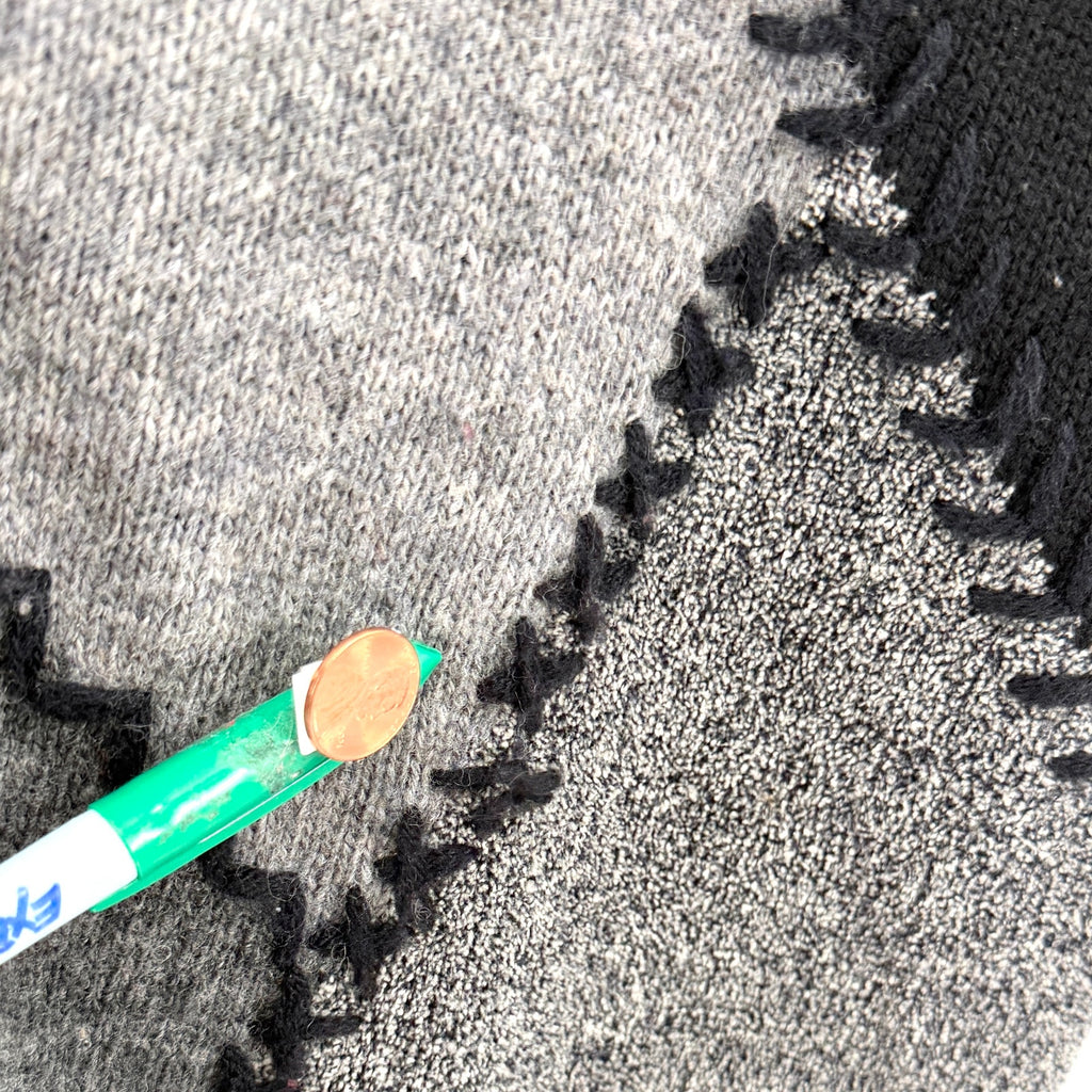 Vintage 90s Fred Thomas Black Gray Patchwork Stitch Mens Lambswool Sweater Vest