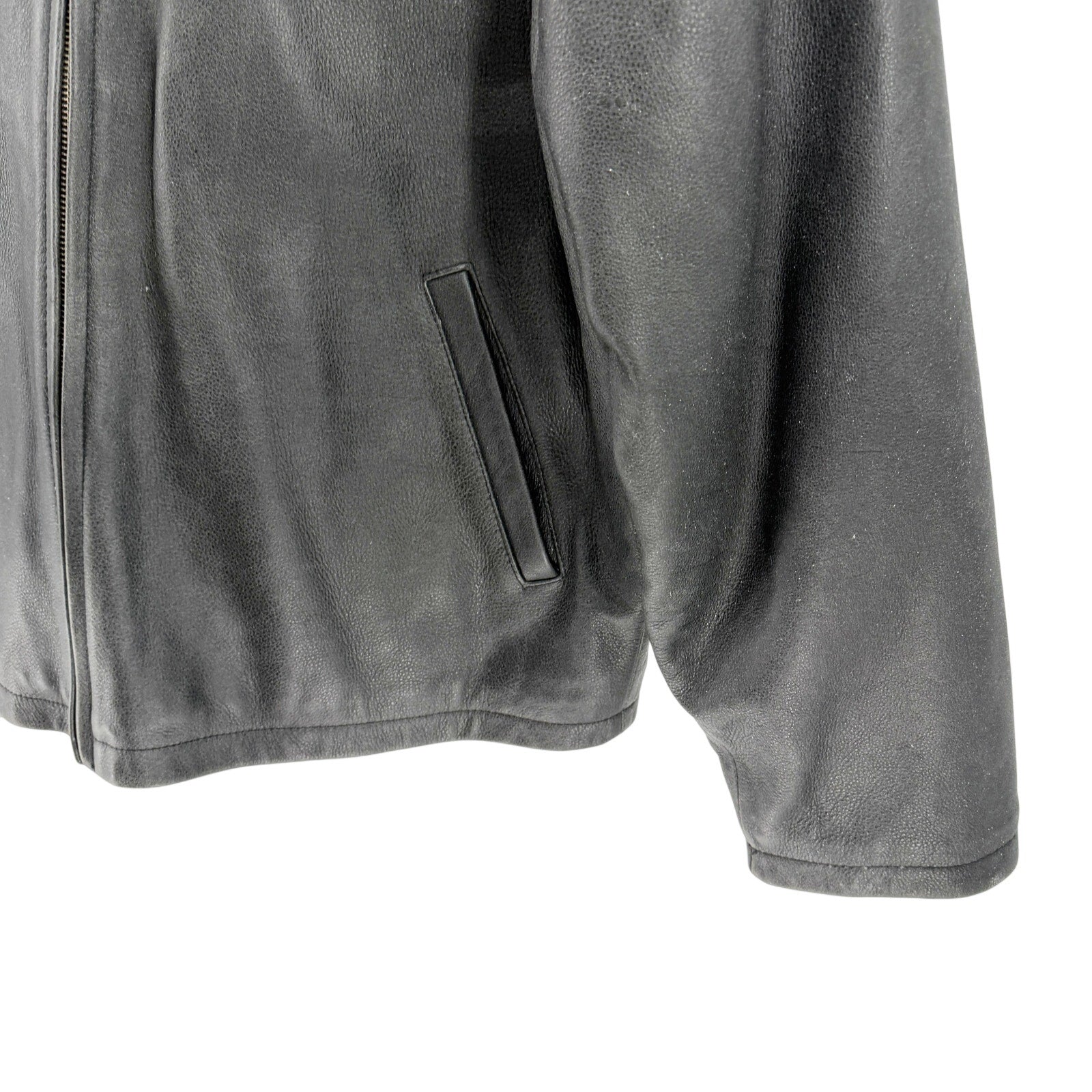 Vintage 90s Planet Hollywood Black Genuine Leather Columbus Bomber Jacket