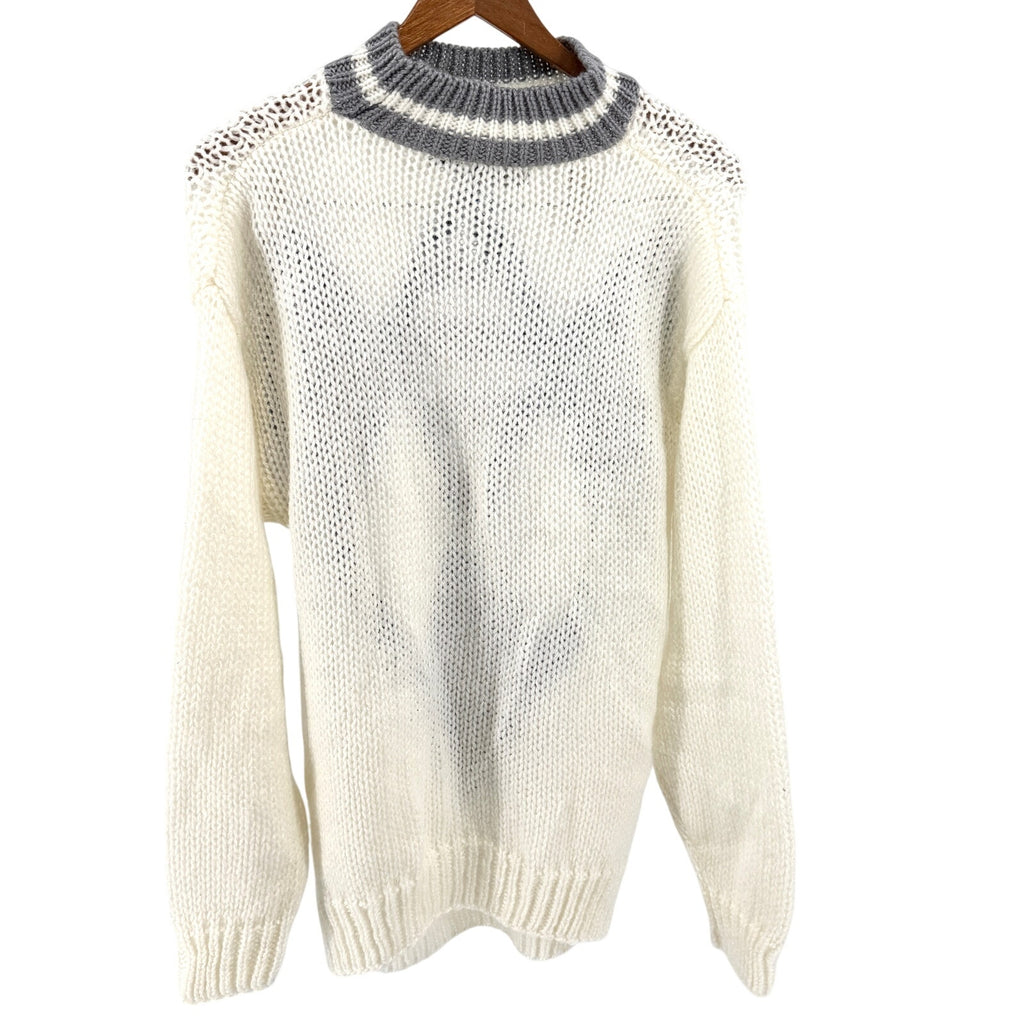 Vintage 80s J.T. Beckett White Blue Diamond Pattern Oversized Ski Sweater