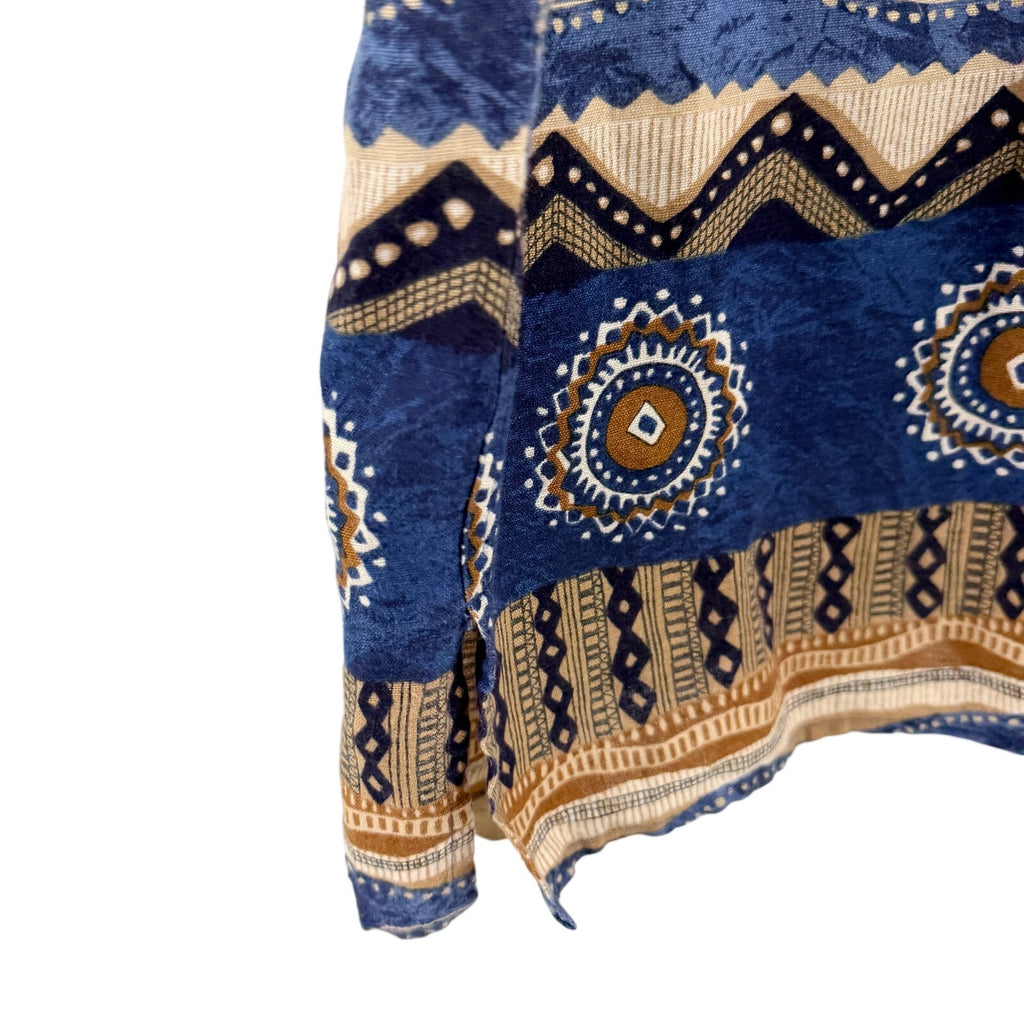 Vintage 90s Mondo di Marco Blue Tribal Italian Print Shirt