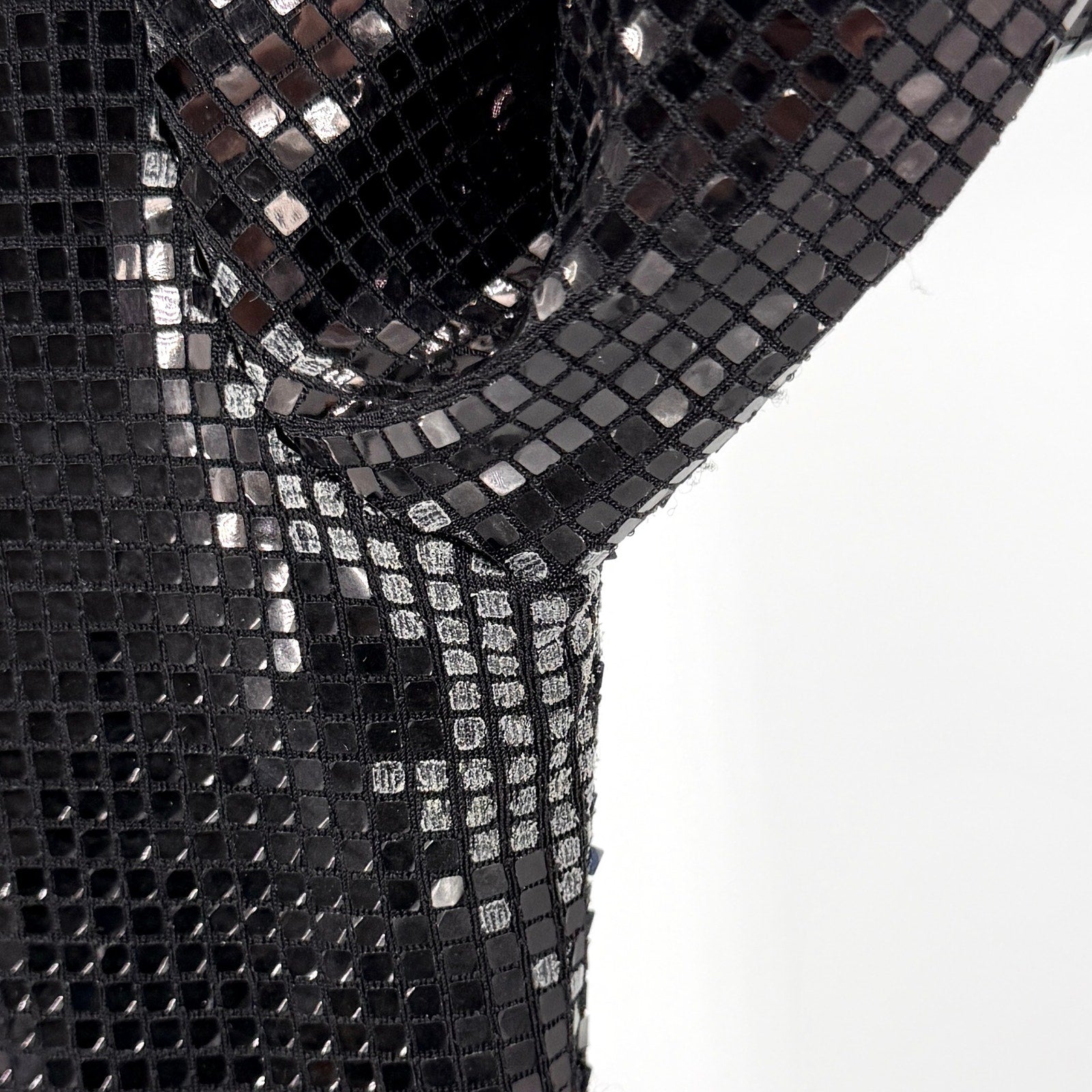Love Moschino Black Square Sequin Mini Dress Shoulder Pad Stretch Party Shift