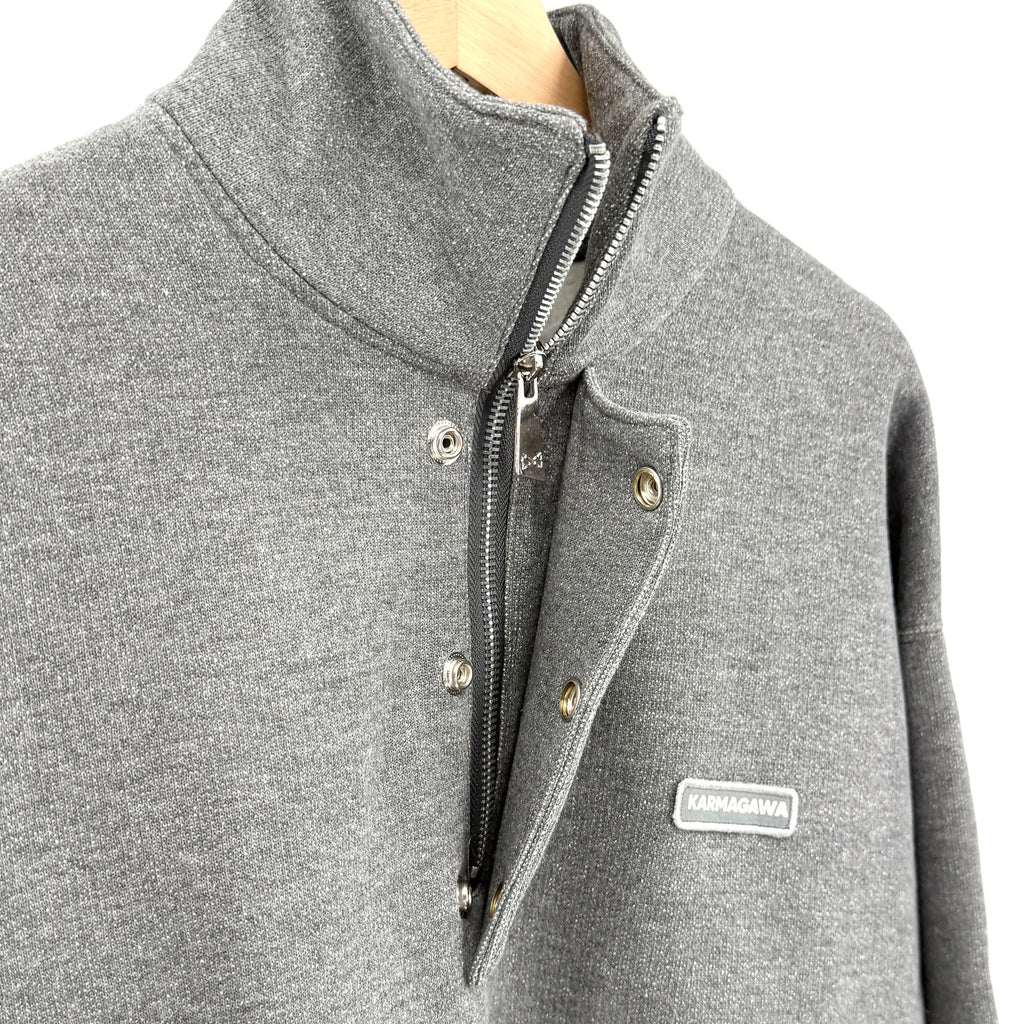 NWT Karmagawa Grey Half Zip Snap Button Mock Neck Sweatshirt