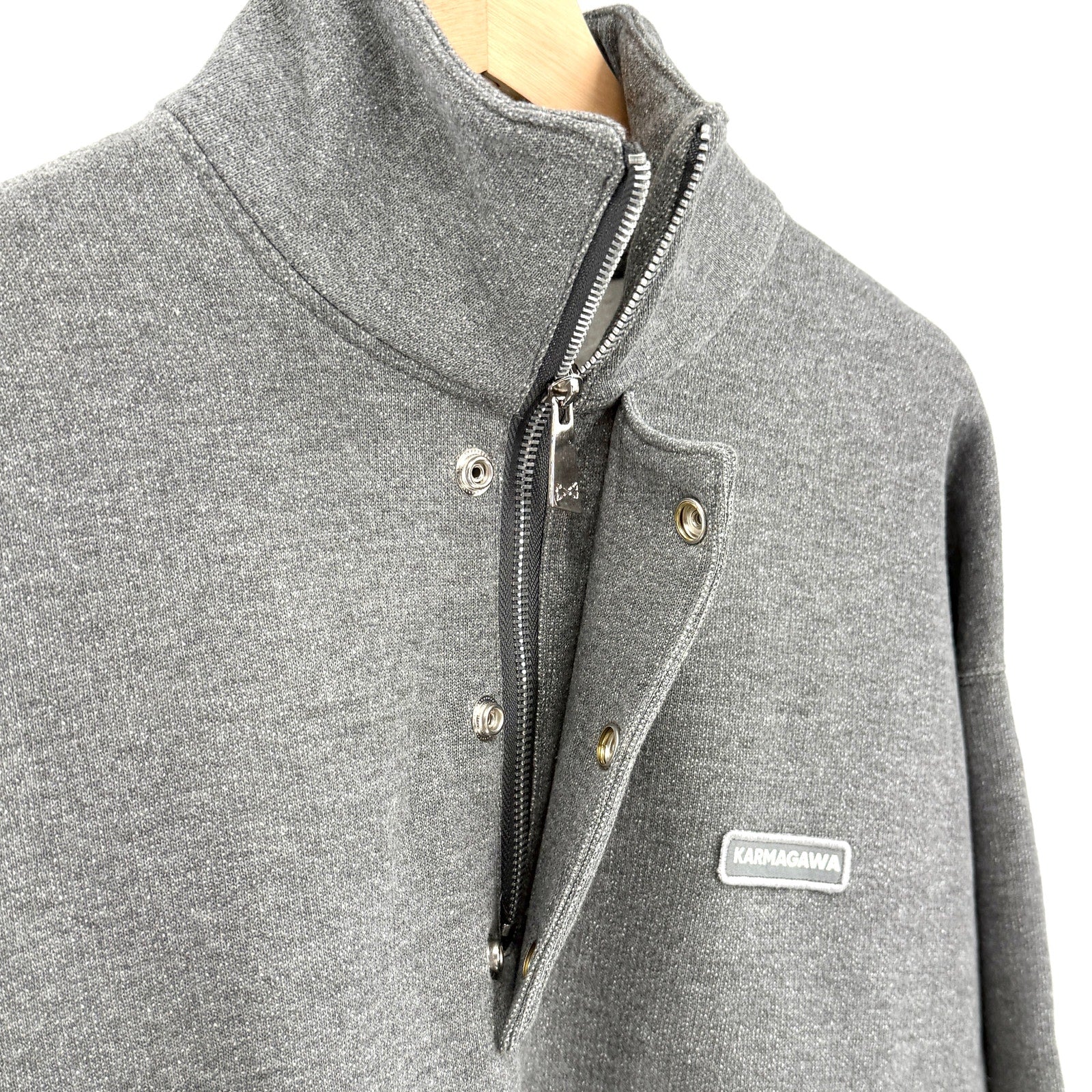 NWT Karmagawa Grey Half Zip Snap Button Mock Neck Sweatshirt