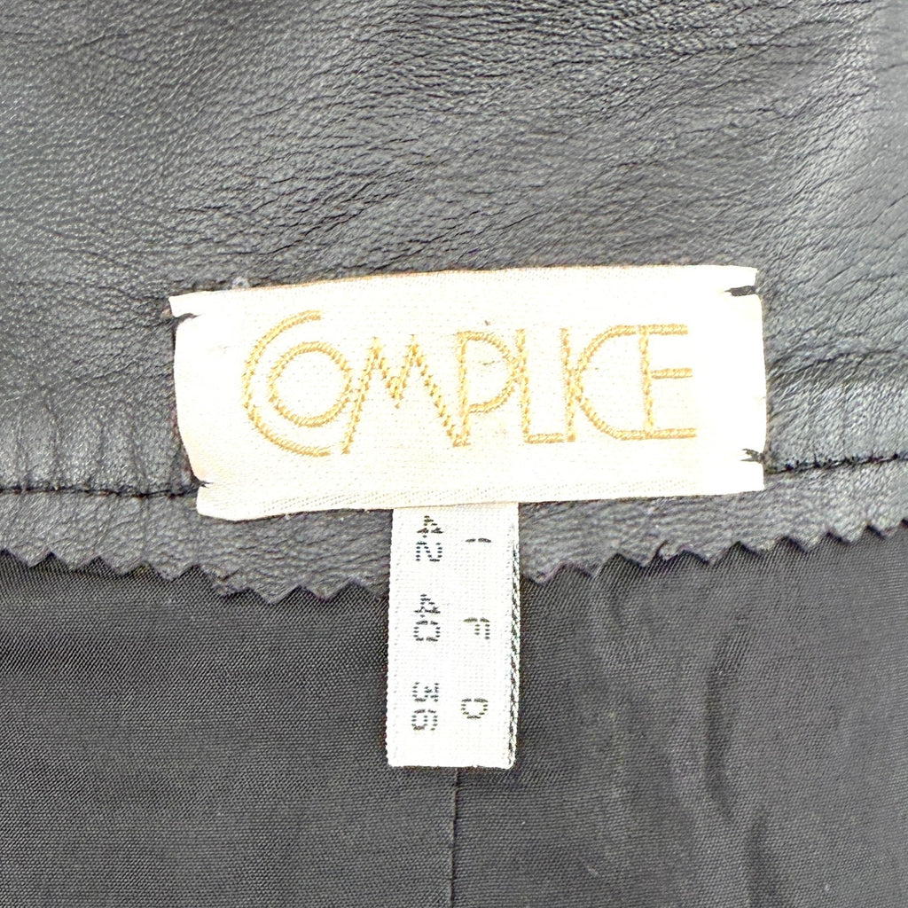 Vintage 80s Complice Black Genuine Leather High Waist Wrap Skirt