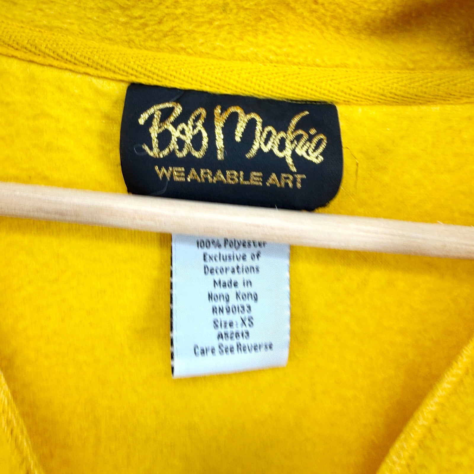 Vintage 90s Bob Mackie Yellow Studded Embroidered Fleece Zip Jacket